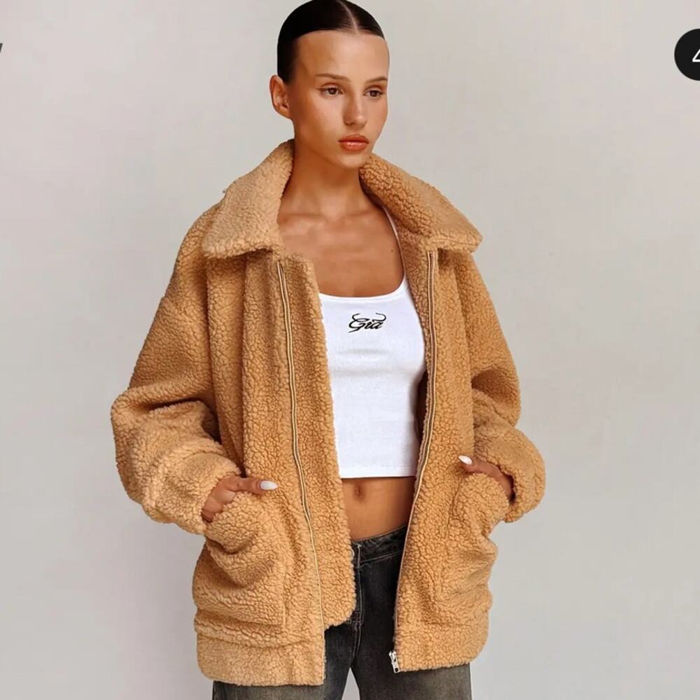 I.AM.GIA Pixie Teddy Coat in Caramel Tan XS